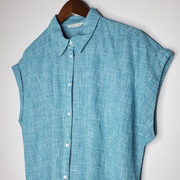 Tom Tailor Womens Boxy Button Up Blouse Size 40 Cuffed Sleeve Minimalist Summer - Picture 2 of 9